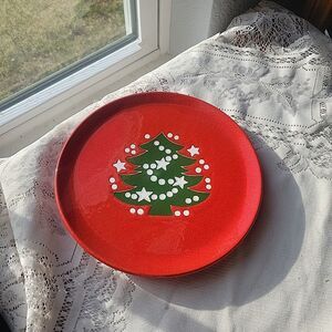 VTG Waechtersbach Christmas Tree Red 7.75” Salad Plate West Germany No sticker